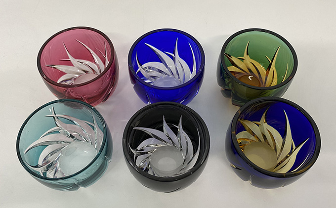 江戸切子 ぐいのみ 「焔」 金赤 【玻璃匠山田硝子】切子 グラス 工芸品