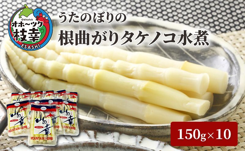 うたのぼりの根曲がりタケノコ水煮150g×10[オホーツク枝幸][ タケノコ 山菜 野菜 惣菜 加工品 北海道 オホーツク 枝幸 ]
