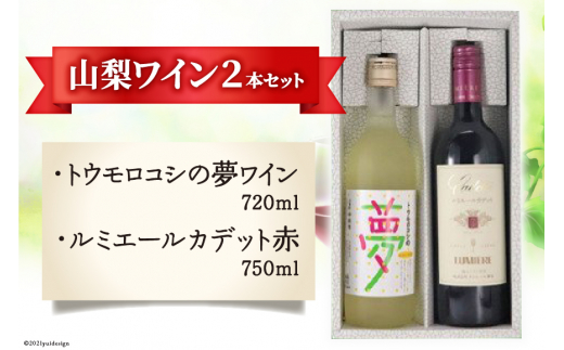 山梨ワイン2本セット（トウモロコシの夢ワイン・ルミエールカデット赤）[21470085]|