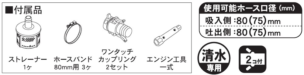 エンジンポンプ 口径80ミリ ハイデルスポンプ KH-80G ホンダ4サイクル