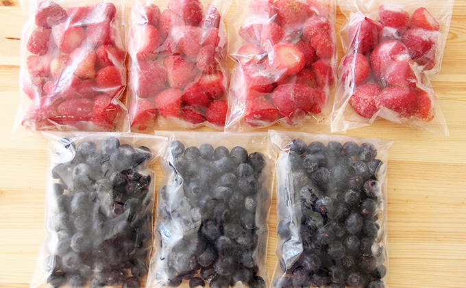 北海道洞爺湖町のふるさと納税 役に立ちます！冷凍カット果物2種( ブルーベリー100g×3袋＆いちご100g×4袋) ※2023年8月中旬より順次出荷