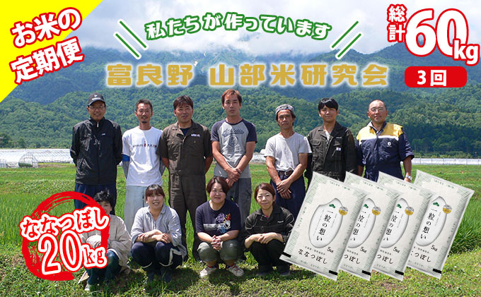 ◆3ヶ月定期便◆ 富良野 山部米研究会【 ななつぼし 】精米 5kg×4袋（20kg）
