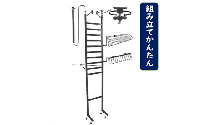 野球道具突っ張りラック 黒 バットスタンド ソフトボール 国産 / 岐阜