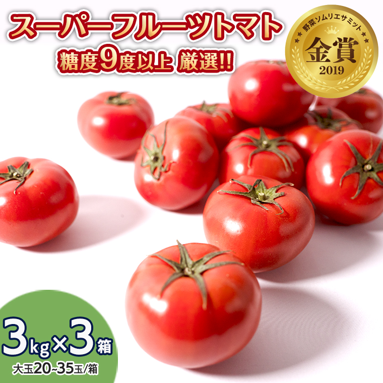 [先行予約]スーパーフルーツトマト大箱 3kg ×3箱 [大玉 20〜35玉/1箱]糖度9度以上[AF064ci]