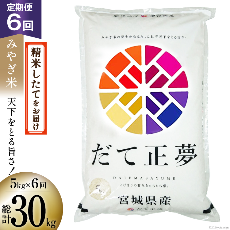 お米 6回 定期便 みやぎ米 だて正夢 5kg×6回 総計30kg / 菊武商店