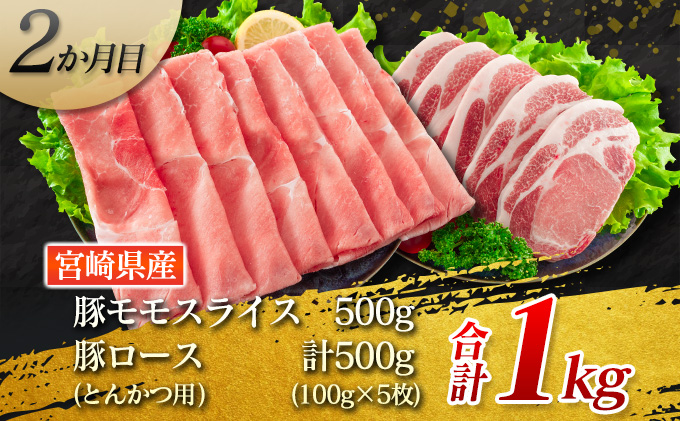 宮崎県日南市のふるさと納税 6か月 お楽しみ 定期便 豚肉 スライス 万能 セット 総重量6kg ポーク 国産 食品 豚バラ 豚ウデ 豚モモ 豚ロース 豚肩ロース すき焼き しゃぶしゃぶ とんかつ 生姜焼き おかず お弁当 おつまみ 贅沢 ご褒美 お祝 記念日 お取り寄せ 宮崎県 日南市 送料無料_IF3-23