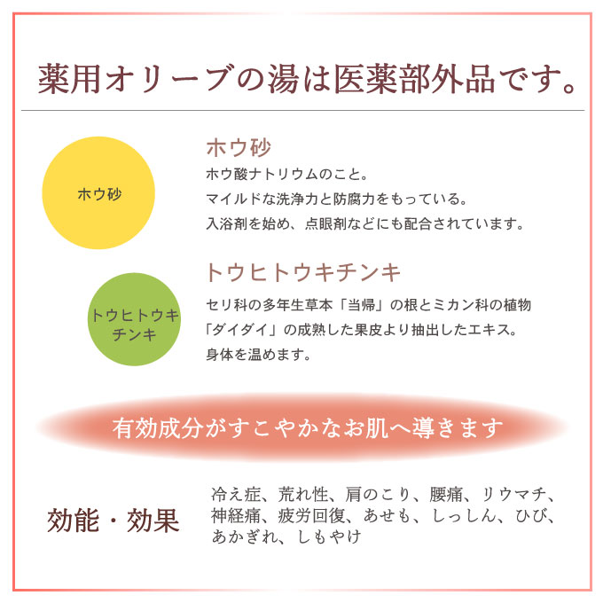 オリーブオイル 高配合の入浴剤 薬用オリーブの湯 3種 セット 1本