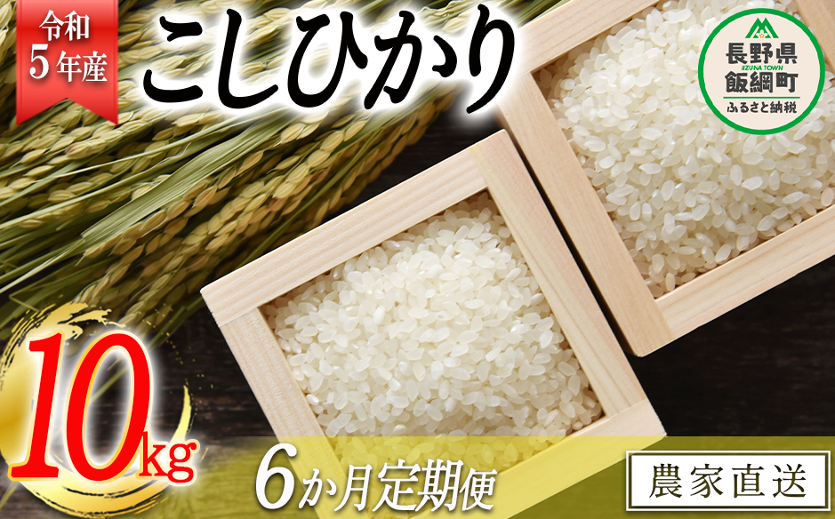 米 こしひかり 10kg × 6回 【 6か月 定期便 】( 令和5年産 ) 沖縄県への配送不可 2023年11月上旬頃から順次発送予定 米澤商店  コシヒカリ 白米 精米 長野県 飯綱町 [1246]|米澤商店