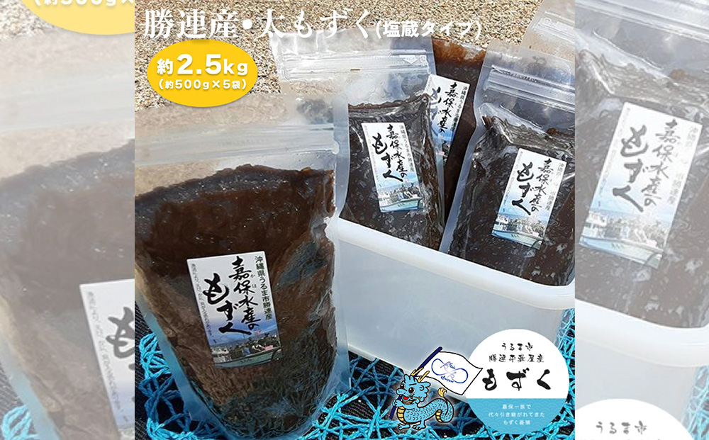 【沖縄県うるま市】【嘉保水産】勝連産・太もずく(塩蔵タイプ) 約500g× 5袋(約2.5kg)