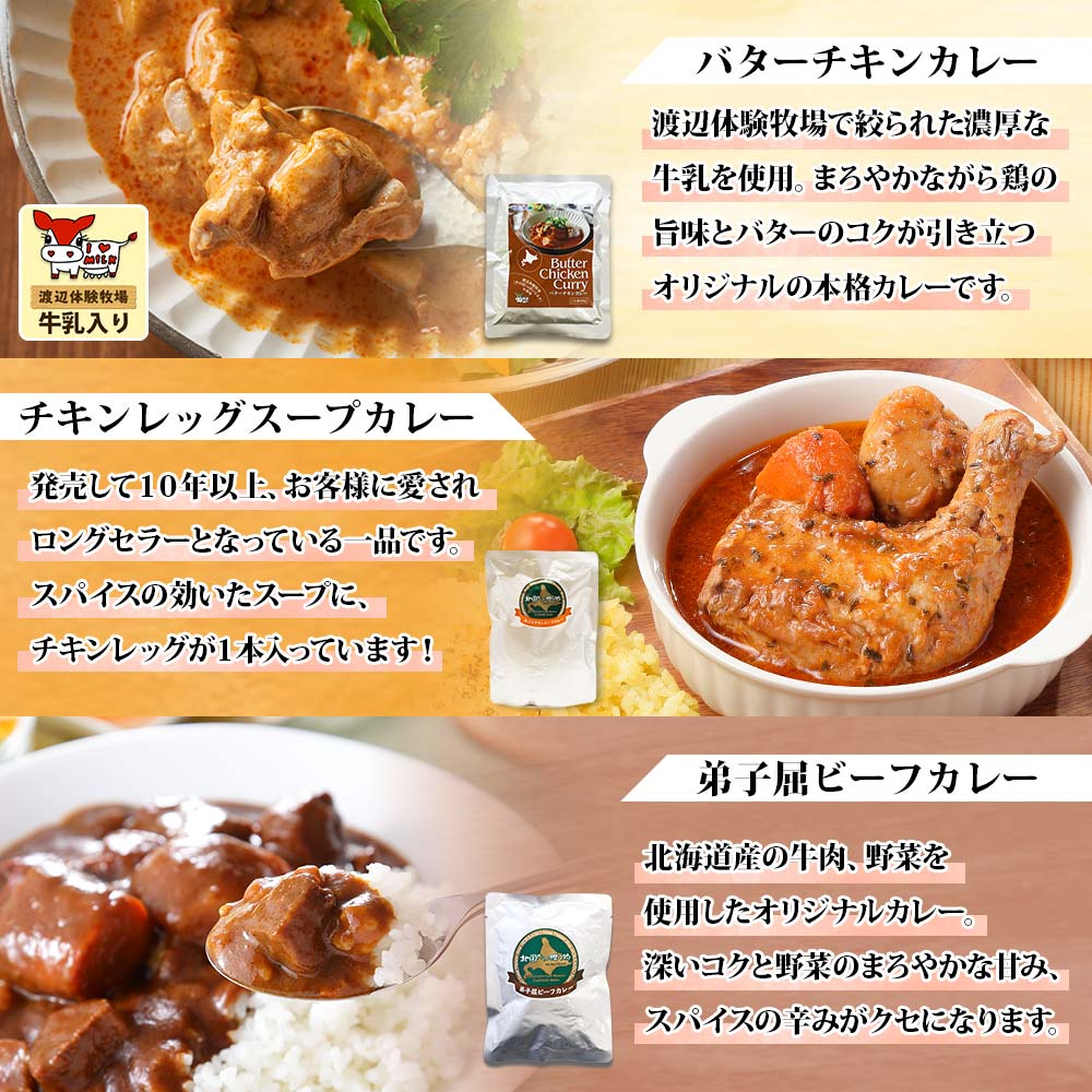 1446. 弟子屈 カレー 5種 食べ比べ 計5個 中辛 バターチキンカレー スープカレー ビーフカレー ポークカレー 牛すじカレー 業務用 レトルト  保存食 備蓄 非常食 常温 まとめ買い お取り寄せ 12000円 送料無料 北海道 弟子屈町|北国からの贈り物