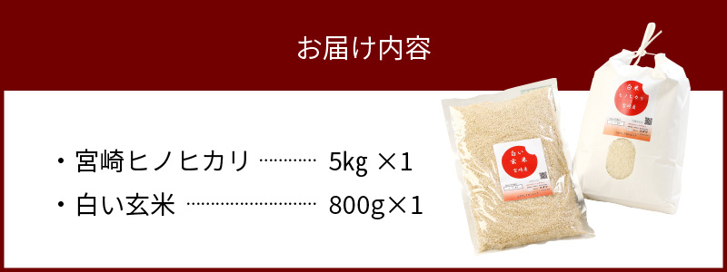 宮崎ヒノヒカリ延岡産白米と白い玄米セット合計5.8kg N0149
