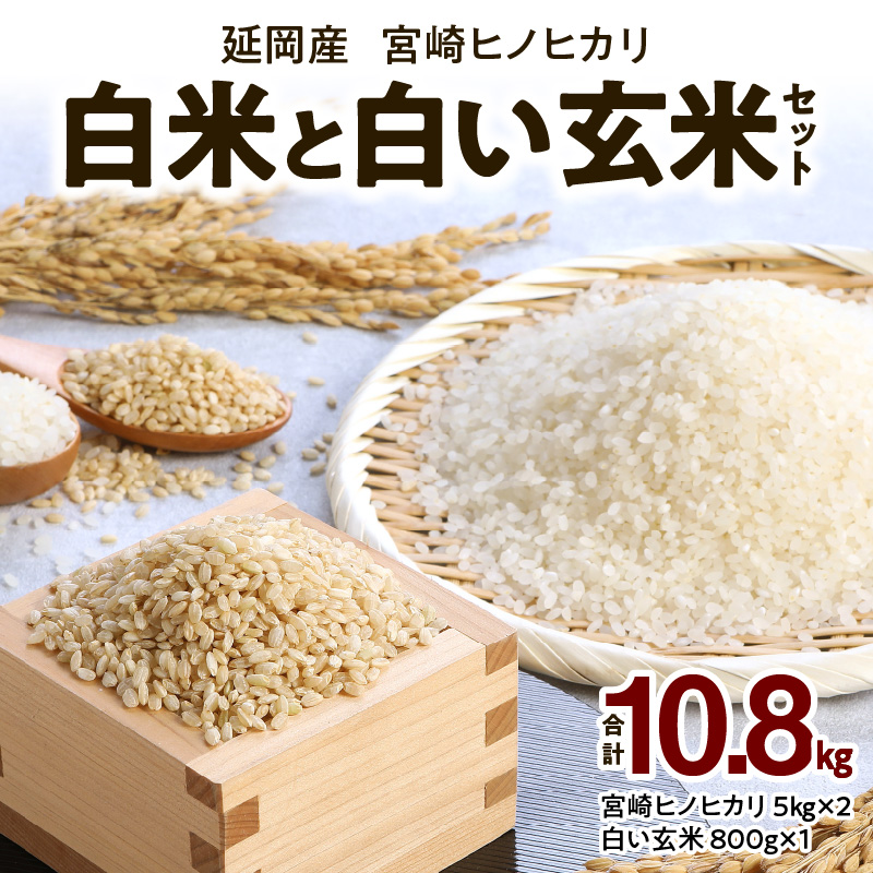 宮崎ヒノヒカリ 延岡産 白米と白い玄米セット 合計10.8kg N0149-Za725