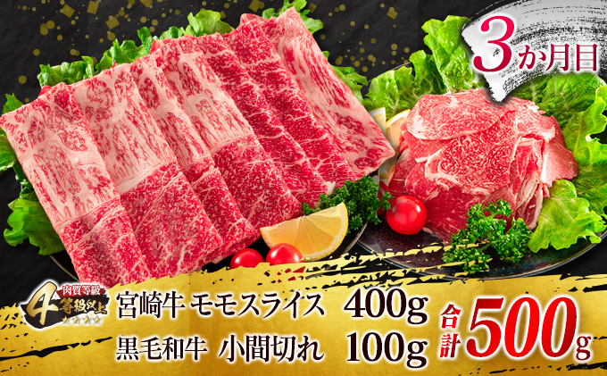 ≪緊急支援品≫宮崎牛モモステーキ 黒毛和牛小間切れセット≪合計700g≫ 肉 牛 牛肉