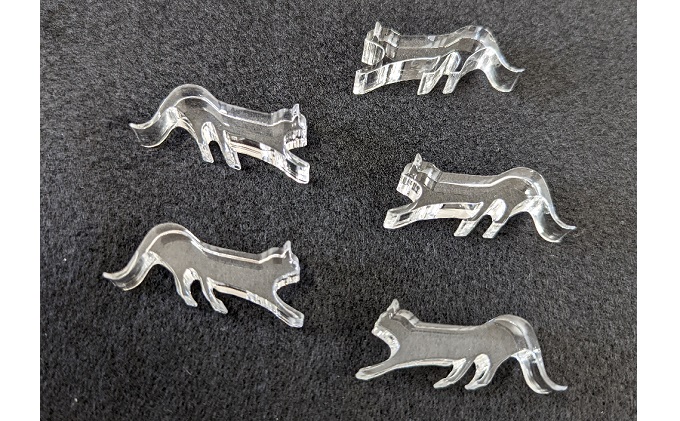 アクリル ネコ 箸置き 5コSET 雑貨 日用品 透明 猫 手作り