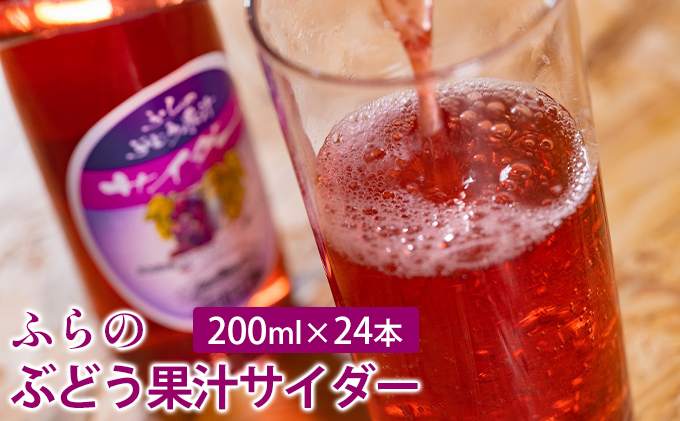 【北海道富良野市】ふらのぶどう果汁サイダー 200ml×24本セット (サイダー ジュース 果汁 ぶどう 飲み物 ノンアルコール 北海道 送料無料 道産 富良野市 ふらの)