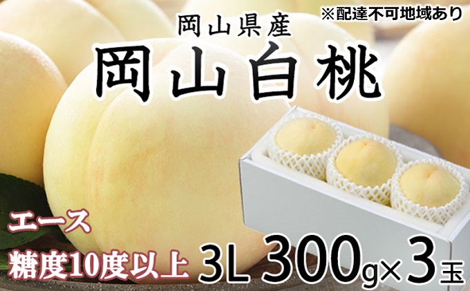 桃 岡山白桃 エース 3玉×約300g（3Lサイズ）岡山県産 JAおかやまのもも（早生種・中生種）