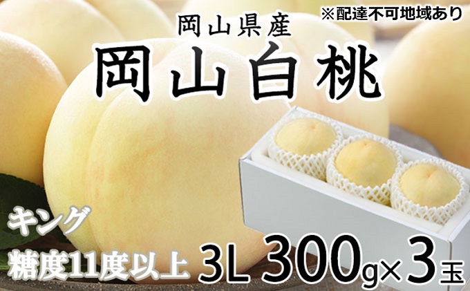 桃 岡山白桃 キング 3玉×約300g（3Lサイズ）岡山県産 JAおかやまのもも（早生種・中生種）
