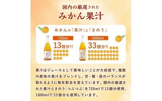 奈良県葛城市のふるさと納税 梅乃宿 あらごしみかん 720ml ／ お酒 リキュール ギフト 贈り物 プレゼント 人気 メーカー直送 果肉たっぷり デザート つぶつぶ食感 ロック ストレート 奈良県 葛城市