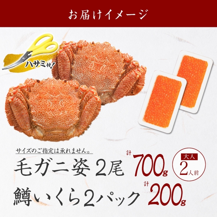 毛蟹　いくら醤油漬けセット　専用 毛蟹とイクラ醤油漬けの夫婦セット 通販
