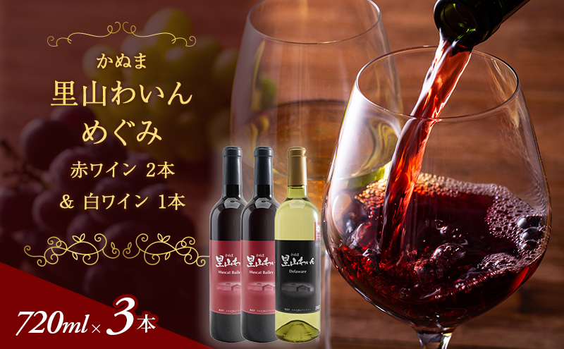 【栃木県鹿沼市】かぬま 里山わいん 里山のめぐみ 赤ワイン 720ml & 白ワイン 720ml お届け 入金確認後 14日〜1ヶ月 お酒