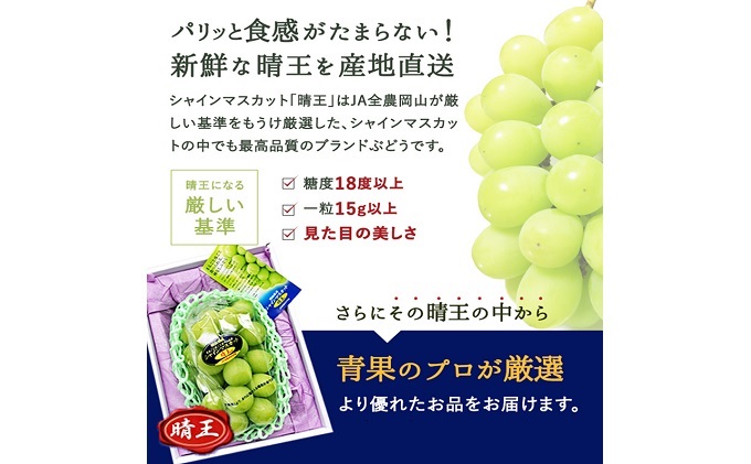 毎日続々入荷 1房 お届け 700g以上 シャインマスカット 晴王 岡山県産