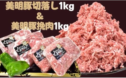 茨城県行方市のふるさと納税 DH-2 【美明豚】切落し（500g×2）＆挽肉（500g×2）計2kg