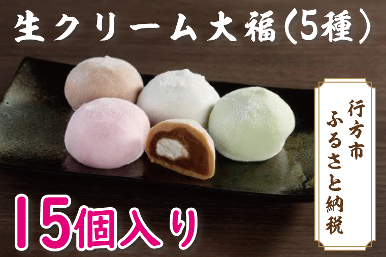 【茨城県行方市】K-12-1 生クリーム大福(5種)15個入り