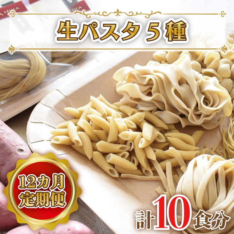 【茨城県行方市】CJ-6 【12ヶ月定期便】 紅はるか使用 生パスタ5種(計10食分)
