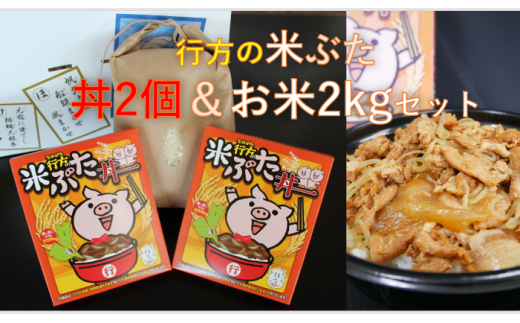 茨城県行方市のふるさと納税 CU-11 行方産コシヒカリ2kg＆米ぶた丼2個入りセット