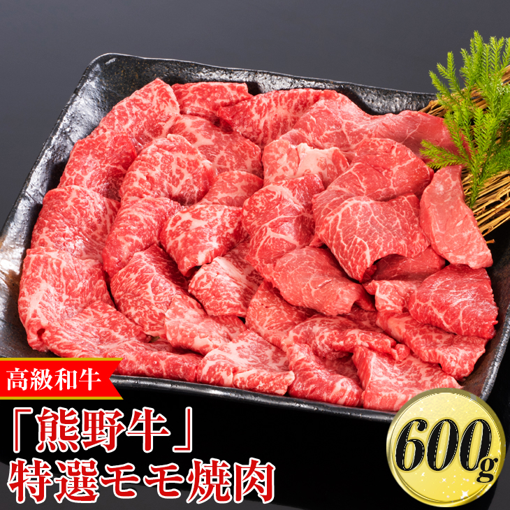 【和歌山県美浜町】高級和牛「熊野牛」 特選モモ焼肉 600g〈4等級以上〉|牛肉 ビーフ 国産 BBQ 冷凍便 厳選※離島への配送不可※着日指定不可
