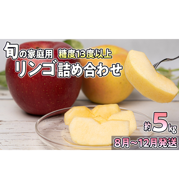 8〜12月発送【家庭用】旬のリンゴ詰め合わせ 約5kg 糖度13度以上【弘前市産・青森りんご】