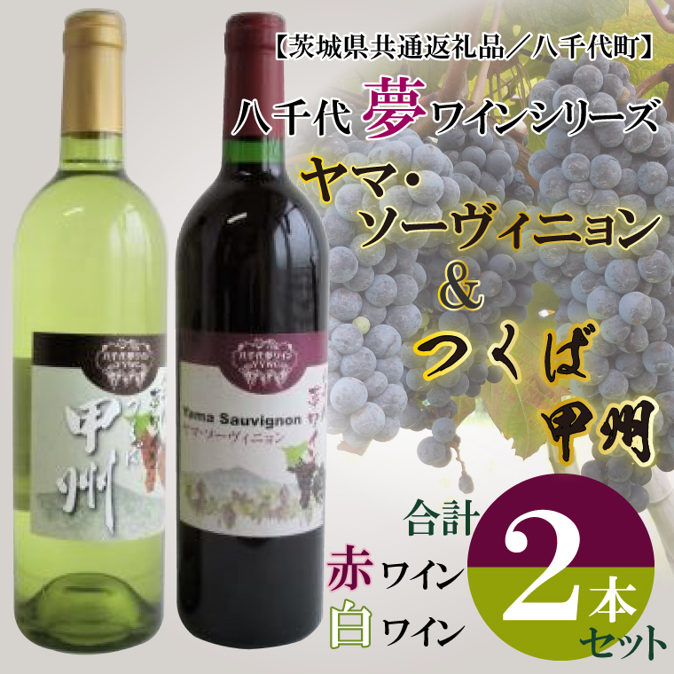 【茨城県行方市】EC-15【茨城県共通返礼品/八千代町】八千代夢ワインシリーズ ヤマ・ソーヴィニョン(赤)・つくば甲州(白)2本セット