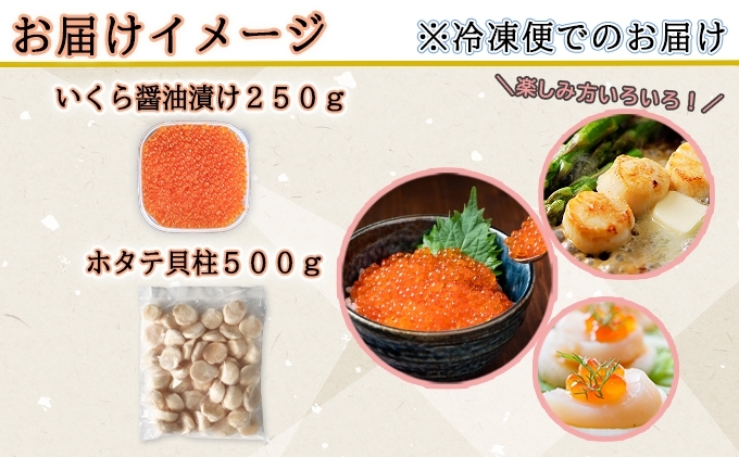 お店で手作り！北海道産いくら醤油漬【250g】と北海道産のホタテ貝柱玉冷 刺身用【500g】 ( イクラ 魚卵 海鮮 ほたて ホタテ おつまみ 酒の肴  魚介 )取り寄せ グルメ / 北海道倶知安町 | セゾンのふるさと納税