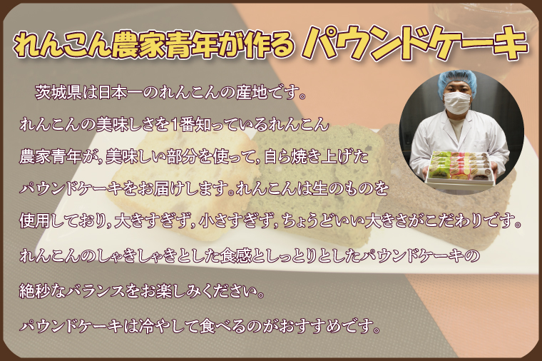 茨城県行方市のふるさと納税 DV-2　れんこん農家青年が作る★パウンドケーキ★（個包装パック）