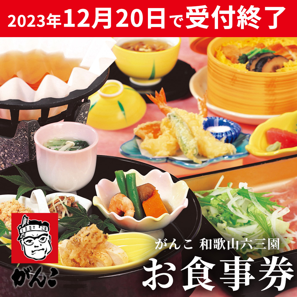DT6002_がんこ 和歌山六三園 お食事券 3,000円利用券×3枚