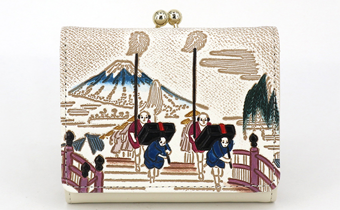 【東京都墨田区】【文庫屋大関】三つ折りミニ財布 日本橋【皮革工芸品】 ファッション 小物 民芸品 お札 カード 小銭 手のひらサイズ コンパクト 大人かわいい 牛革 手作り 国産