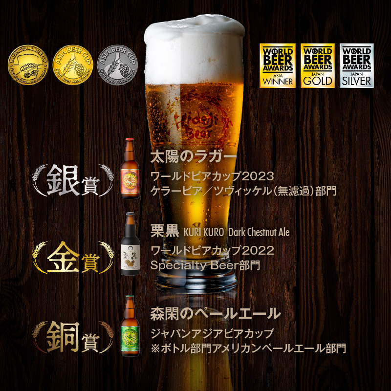 宮崎県延岡市のふるさと納税 宮崎ひでじビール定番と栗黒8本セット N073-YZA930