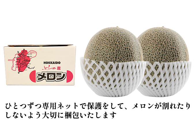 北海道 上富良野産 最上等級“ 秀品 赤肉メロン ” 糖度14度 以上（1.6kg～1.99kg）×2玉 メロン めろん デザート フルーツ 果物 果物類 メロン赤肉 