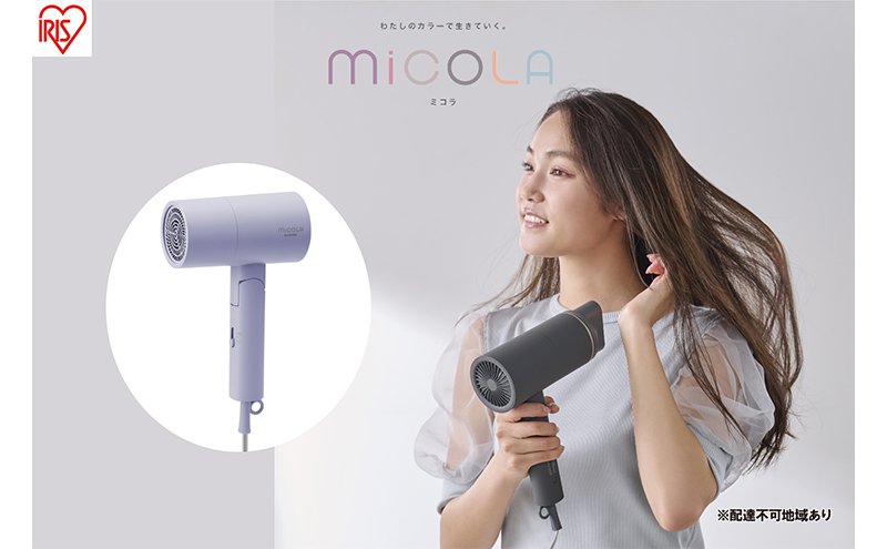 miCOLA マイナスイオン ヘアドライヤー ラベンダー HDR-M101-V 淡