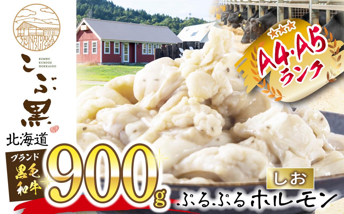 【北海道新ひだか町】北海道産 黒毛和牛 こぶ黒 和牛 しお ホルモン 計 900g (300g×3パック)