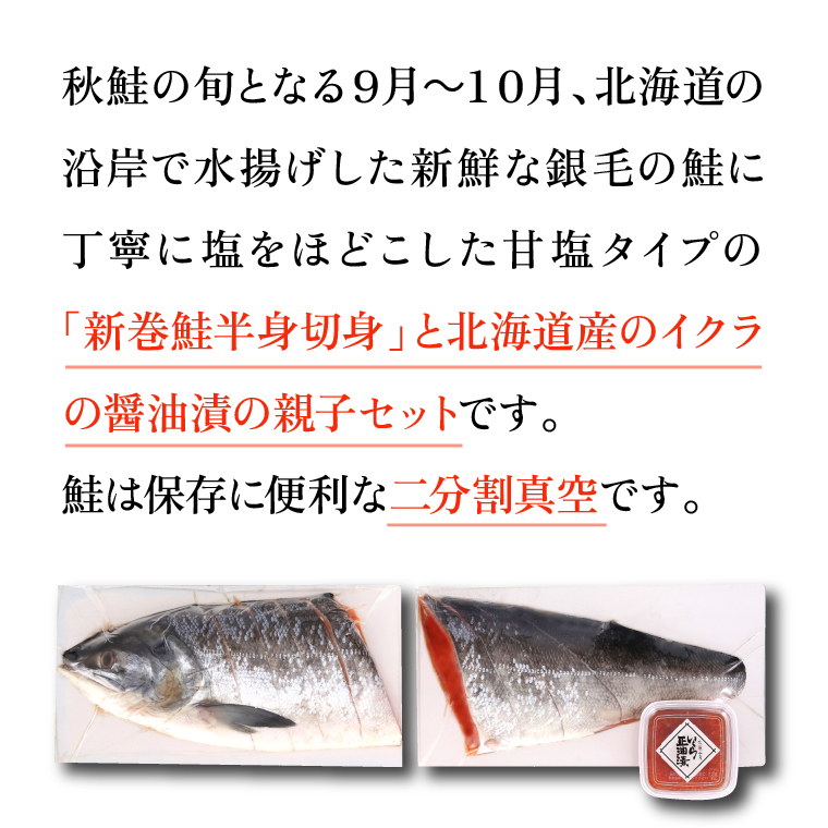 9-071　セゾンのふるさと納税　佐藤水産の新巻鮭半身姿切身(2分割)といくら醤油漬　北海道石狩市