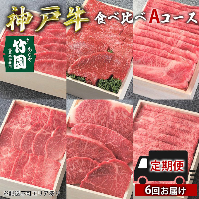 神戸牛　肉　ステーキ　兵庫県芦屋市　定期便　食べ比べAコース（6回お届け）[　しゃぶしゃぶ　焼肉　牛肉　すき焼き　セゾンのふるさと納税