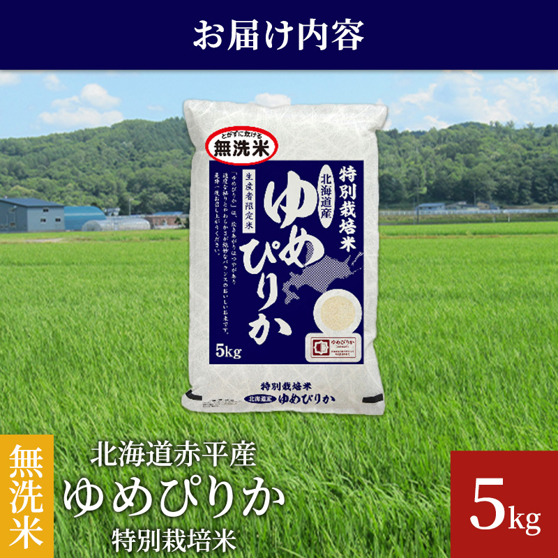 北海道赤平市のふるさと納税 無洗米 北海道赤平産 ゆめぴりか 5kg 特別栽培米 米 北海道