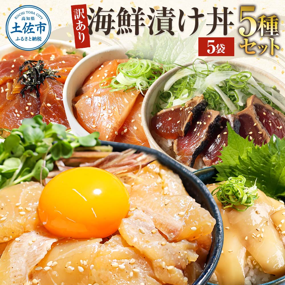 訳あり海鮮漬け丼（5種×各1P）セット　漬け丼 まぐろ イカ ぶり 鯛 タイ カツオのタタキ 鰹タタキ 食べ比べ 海鮮 魚 冷凍 食品 保存食 小分け 高知 土佐 海鮮丼 鯛めし 漬け丼 惣菜 そうざい 訳アリ わけあり 不揃い 規格外 故郷納税 返礼品