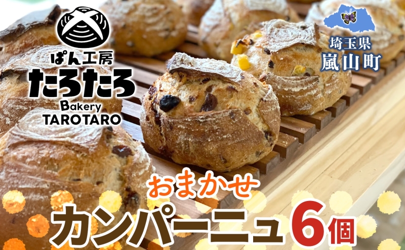 【埼玉県嵐山町】カンパーニュ 6個 セット ぱん パン あんこ 小麦 農林61 ふすま 生地 醗酵 濃厚 芳醇 香り もっちり 食感 ハード系 ぱん工房 たろたろ 埼玉県 嵐山町