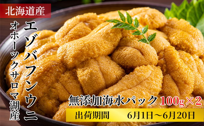 サロマ湖産 無添加 エゾバフンウニ 海水パック100g×2[出荷期間6月1日