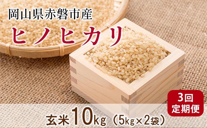玄米 3回 定期便 ヒノヒカリ 10kg 5kg×2袋 晴れの国 岡山 赤磐市産