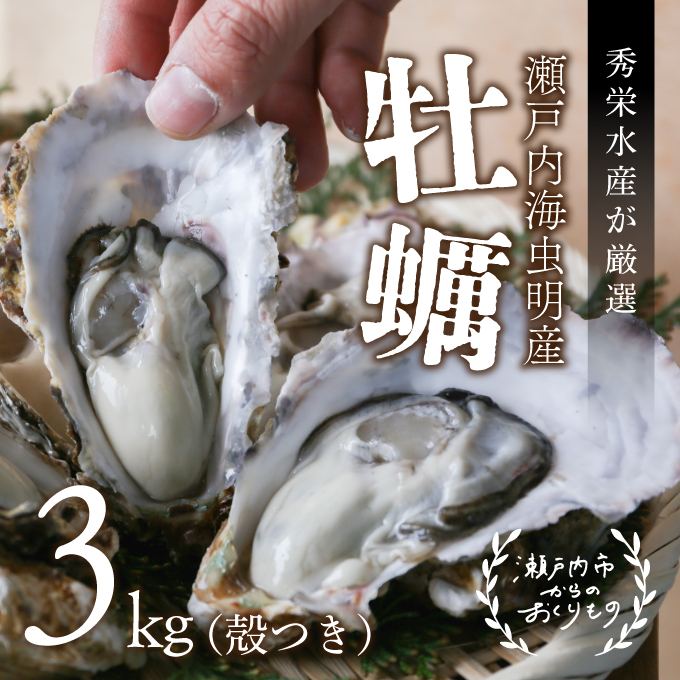 秀栄水産 瀬戸内の 牡蠣 (殻つき 約3kg) 海の幸 海のミルク 海鮮 貝 岡山県 瀬戸内市 虫明湾