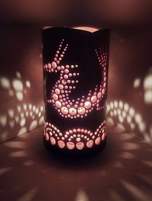 竹製キャンドルホルダー 龍 R-2 (表皮剥ぎタイプ) ／ 竜 たつ 天然  