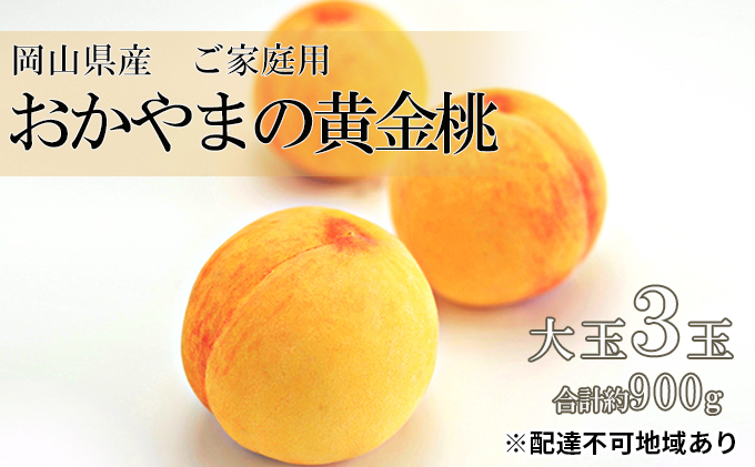  桃 ご家庭用 おかやま の 黄金桃  大玉 3玉（合計約900g） フルーツ 果物 岡山県産 2023年 先行予約